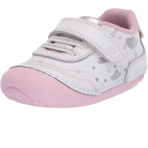 Size 5.5 Baby Stride Rite Pink and Silver Baby Walker Sneakers with Velcro